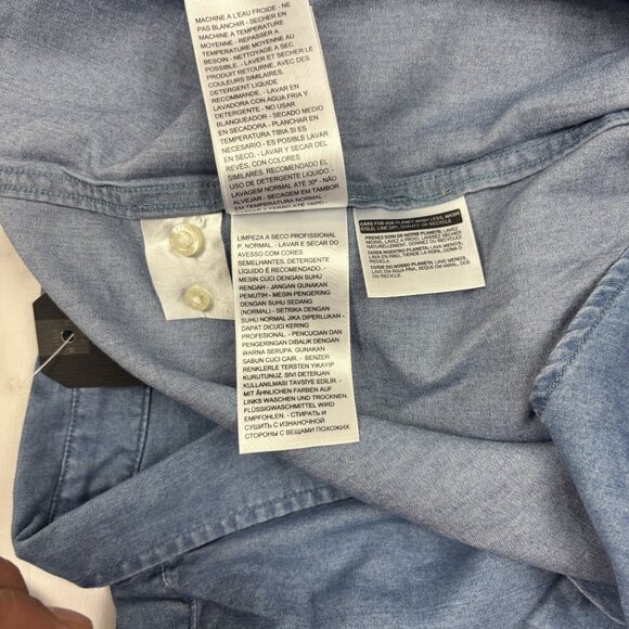 Levis Mens Long-Sleeve Denim Button-Down Shirt Size L Tencel Blend Light Blue - Picture 11 of 13